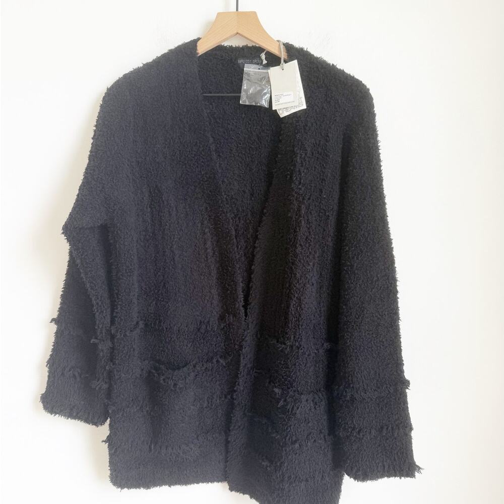 NWT BAREFOOT DREAMS BLACK COZYCHIC BOARDWALK CARDIGAN SWEATER Medium - Picture 2 of 8